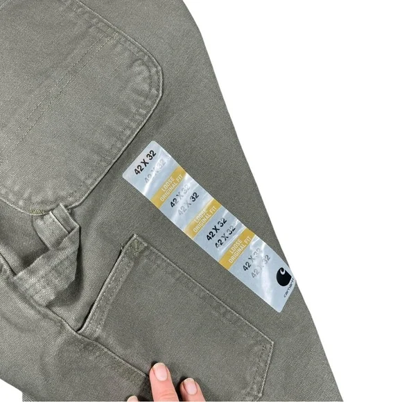 NWT Carhartt Men’s Green Duck Work Dungaree Pants B11 MOS Size 42x32 (41x32) - Picture 4 of 11